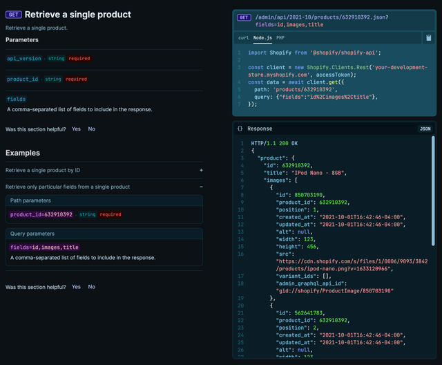 API reference example code screenshot