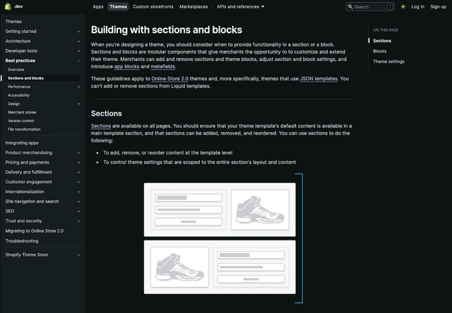 “Building with sections” tutorial screenshot